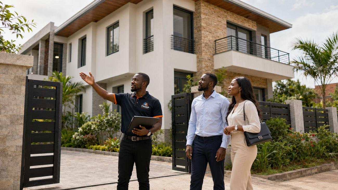Agent TMSP présentant une maison